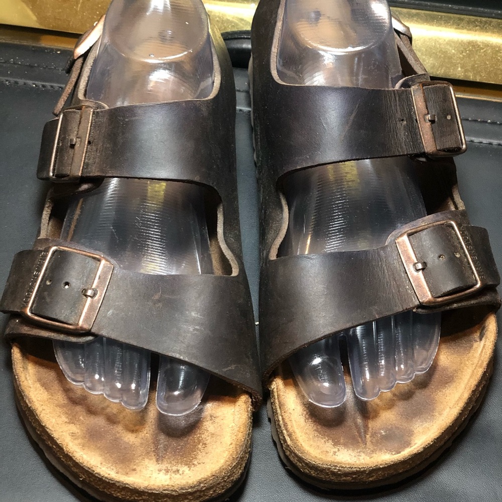Birkenstock 42 Milano Oiled Leather  Brown